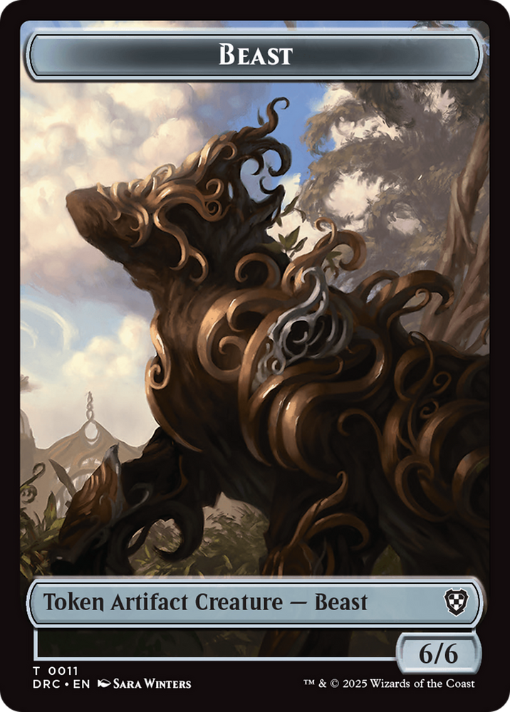 Construct // Beast (0011) Double-Sided Token [Aetherdrift Tokens] Magic: The Gathering