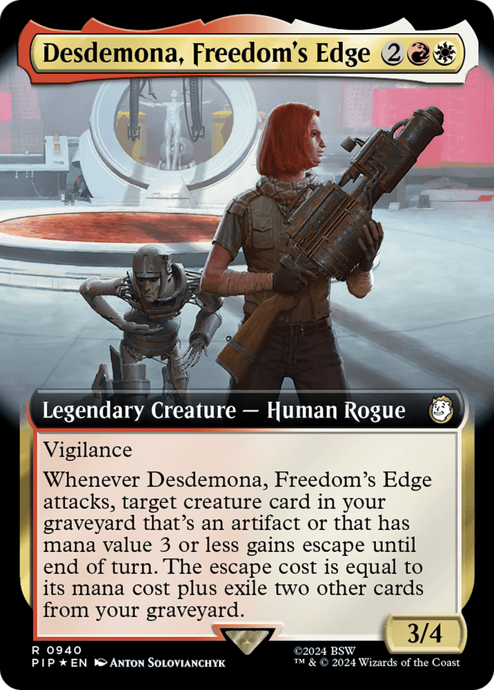 Desdemona, Freedom's Edge (Extended Art) (Surge Foil) [Fallout] Magic: The Gathering