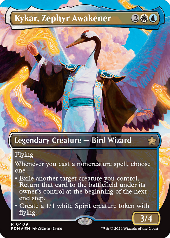 Kykar, Zephyr Awakener (Borderless) (Mana Foil) [Foundations] Magic: The Gathering
