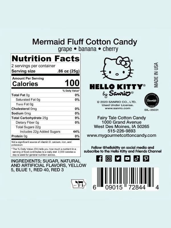 Hello Kitty Mermaid Fluff Cotton Candy 1.75oz Tub, 12ct