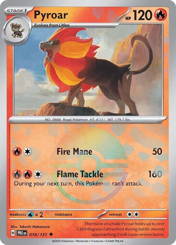 Pyroar (016/131) (Poke Ball Pattern) [Scarlet & Violet: Prismatic Evolutions] Pokémon