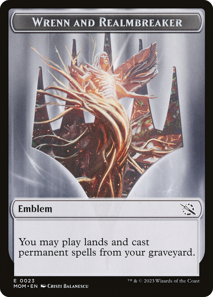 Warrior // Wrenn and Realmbreaker Emblem Double-Sided Token [March of the Machine Tokens] Magic: The Gathering