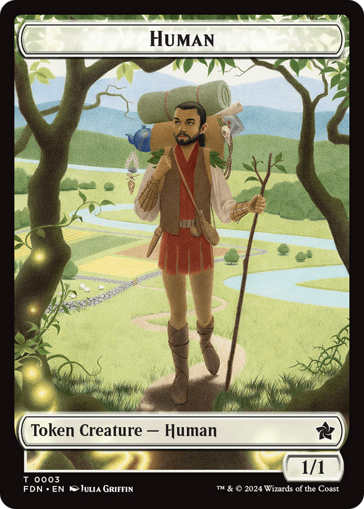 Copy // Human Double-Sided Token [Foundations Tokens] Magic: The Gathering