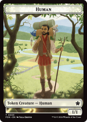 Copy // Human Double-Sided Token [Foundations Tokens] Magic: The Gathering