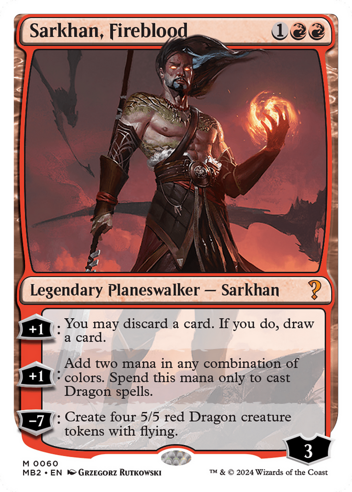 Sarkhan, Fireblood (White Border) [Mystery Booster 2] Magic: The Gathering