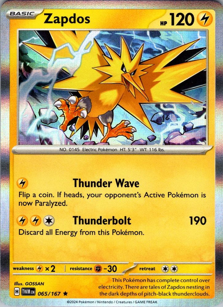 Zapdos (065/167) [Scarlet & Violet: Twilight Masquerade] Pokémon
