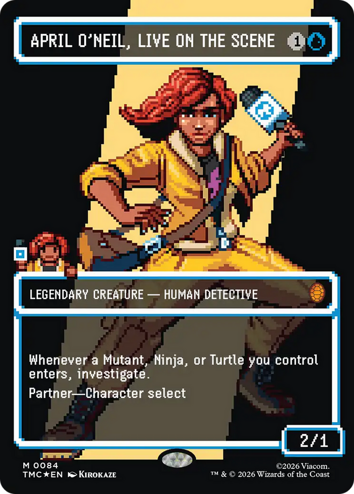 April O'Neil, Live on the Scene (Borderless) (Surge Foil) [Teenage Mutant Ninja Turtles Commander] Magic: The Gathering