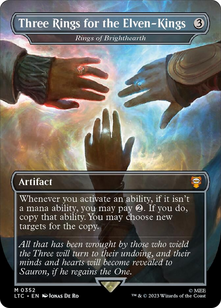 Three Rings for the Elven-Kings - Rings of Brighthearth (Borderless) [The Lord of the Rings: Tales of Middle-Earth Commander] Magic: The Gathering