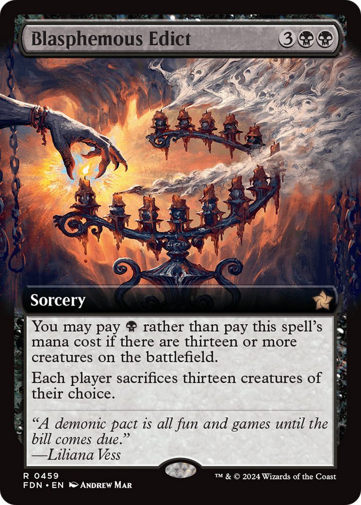 Blasphemous Edict (Extended Art) [Foundations] Magic: The Gathering