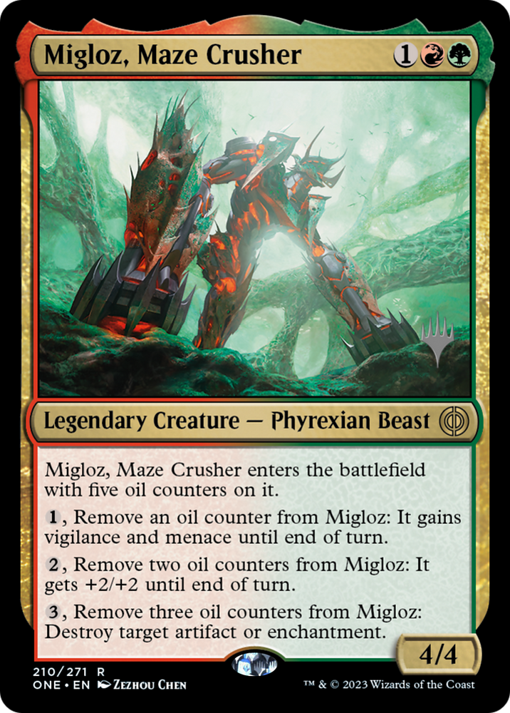 Migloz, Maze Crusher (Promo Pack) [Phyrexia: All Will Be One Promos] Magic: The Gathering