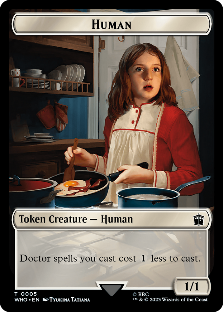 Human (0005) // Treasure (0028) Double-Sided Token [Doctor Who Tokens] Magic: The Gathering