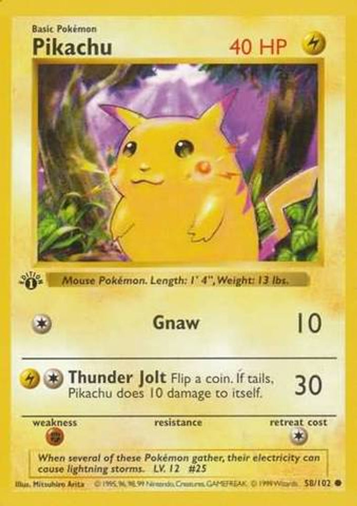 Pikachu (58/102) (Red Cheeks Misprint) [Base Set 1st Edition] Pokémon