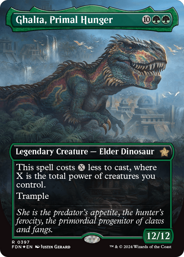 Ghalta, Primal Hunger (Borderless) (Mana Foil) [Foundations] Magic: The Gathering