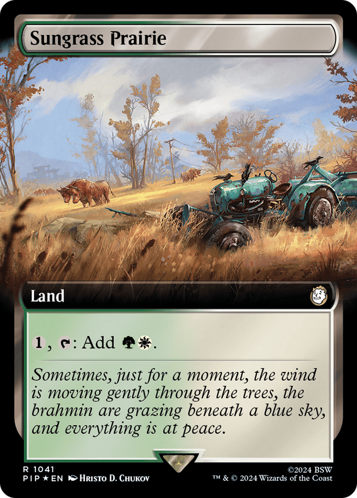 Sungrass Prairie (Extended Art) (Surge Foil) [Fallout] Magic: The Gathering