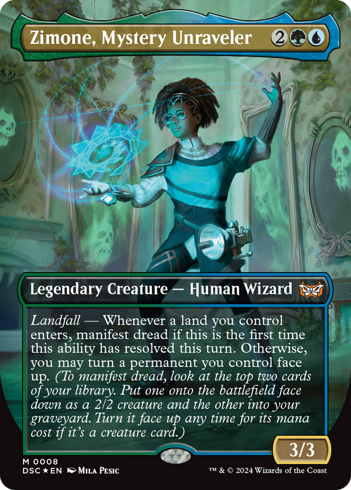 Zimone, Mystery Unraveler (Borderless) [Duskmourn: House of Horror Commander] Magic: The Gathering