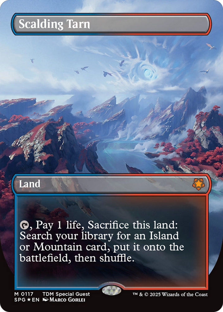 Scalding Tarn (Borderless) (Dragonscale Foil) [Tarkir: Dragonstorm Special Guests] Magic: The Gathering