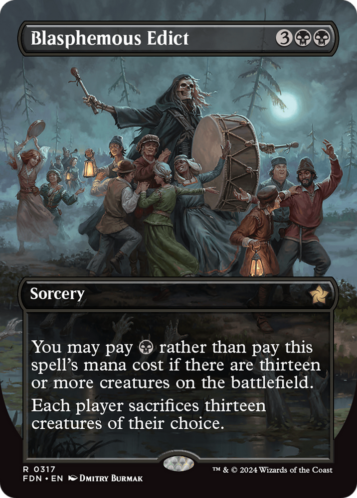 Blasphemous Edict (Borderless) [Foundations] Magic: The Gathering