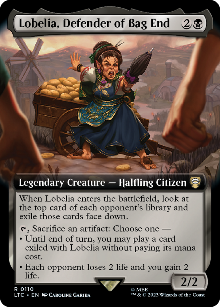 Lobelia, Defender of Bag End (Extended Art) [The Lord of the Rings: Tales of Middle-Earth Commander] Magic: The Gathering