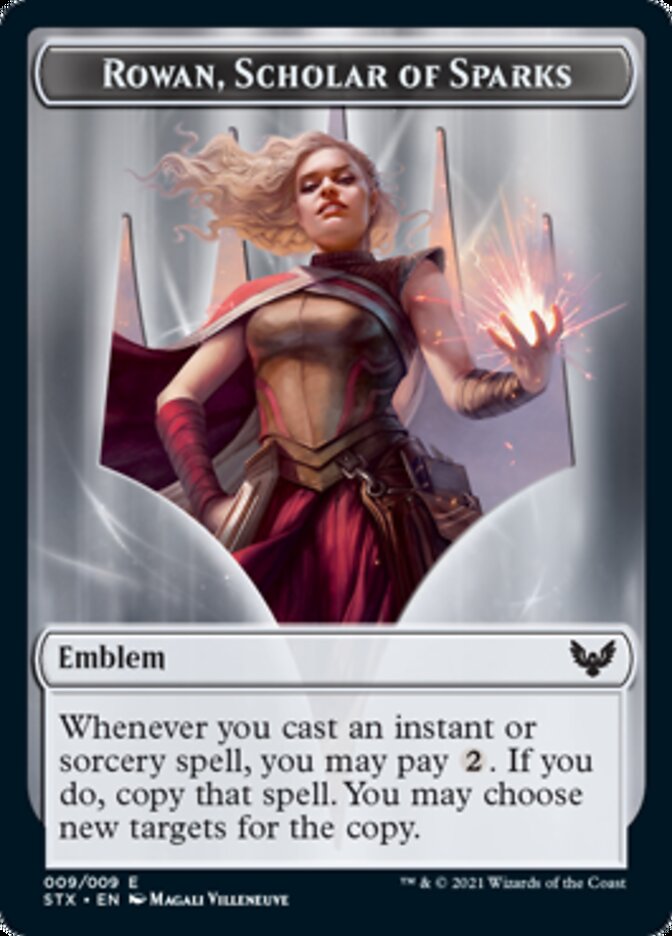 Rowan, Scholar of Sparks Emblem [Strixhaven: School of Mages Tokens] Magic: The Gathering
