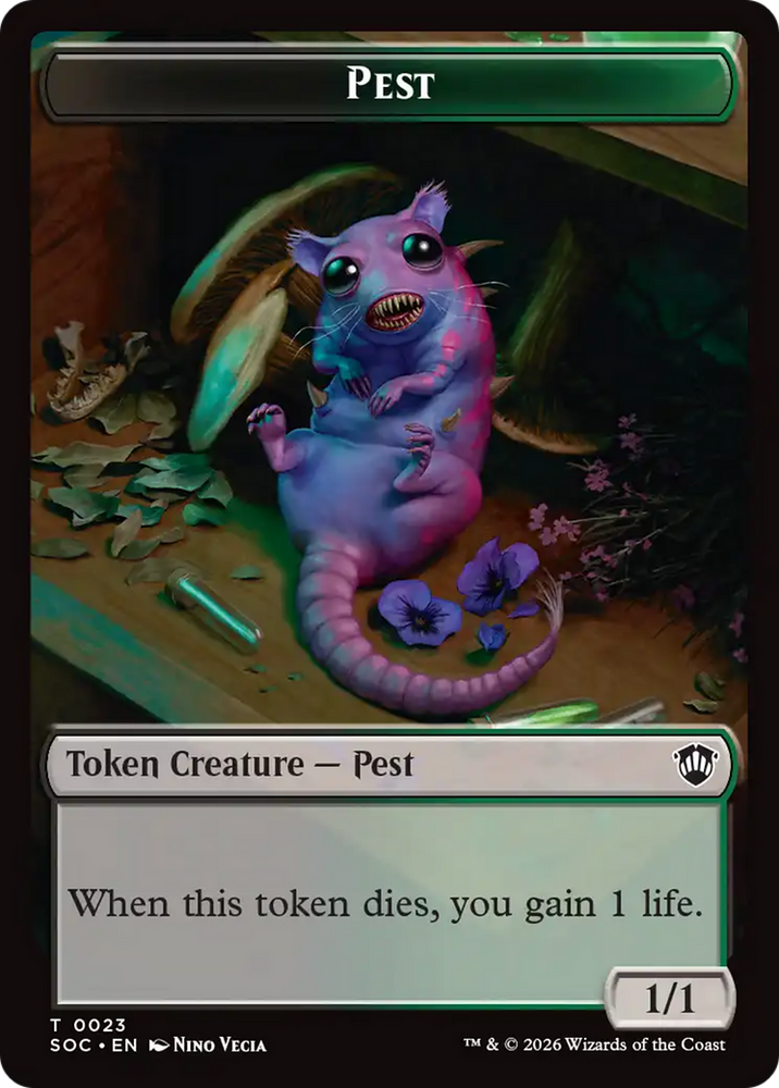Saproling // Pest (0023) Double-Sided Token [Secrets of Strixhaven Commander Tokens] Magic: The Gathering