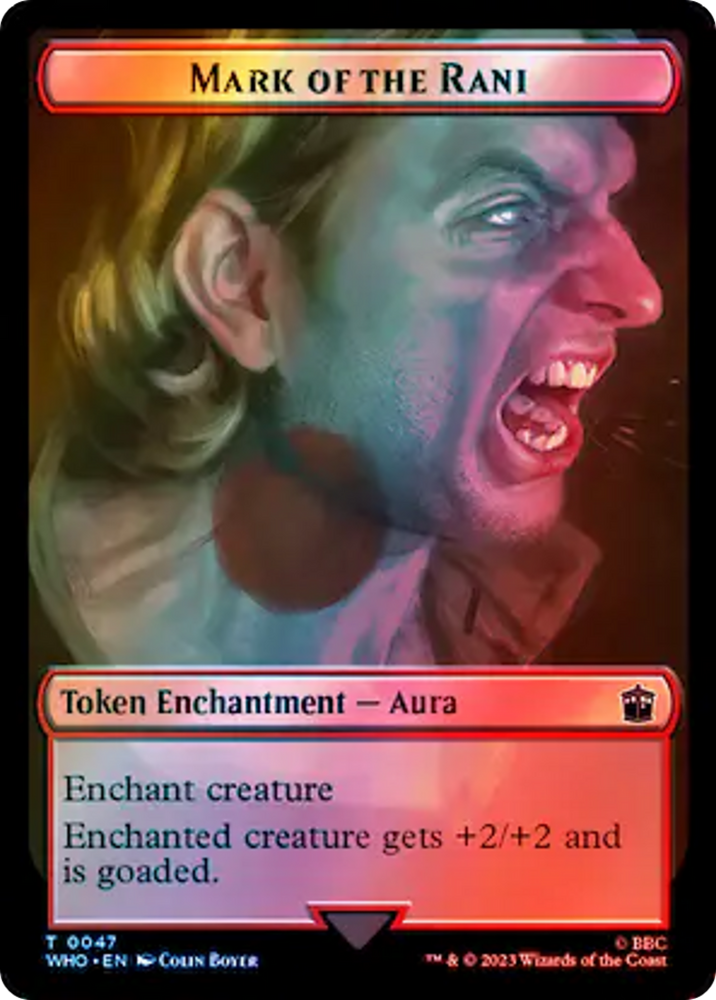 Soldier // Mark of the Rani Double-Sided Token (Surge Foil) [Doctor Who Tokens] Magic: The Gathering