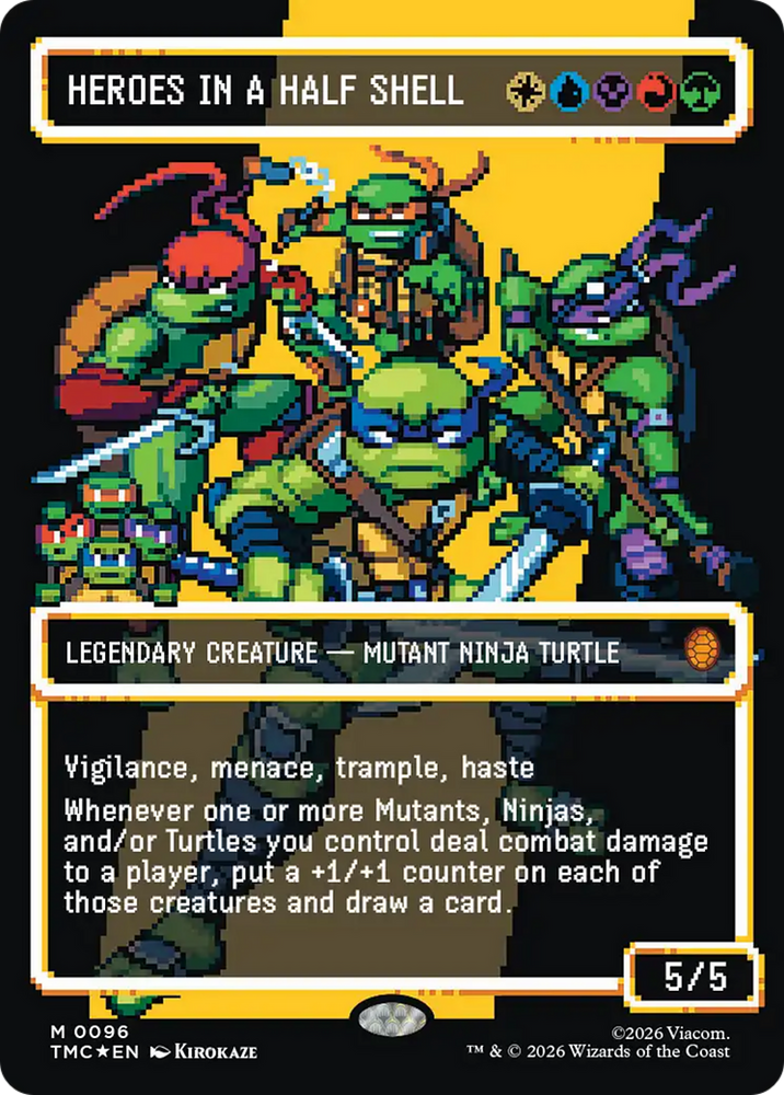 Heroes in a Half Shell (0096) (Borderless) (Surge Foil) [Teenage Mutant Ninja Turtles Commander] Magic: The Gathering