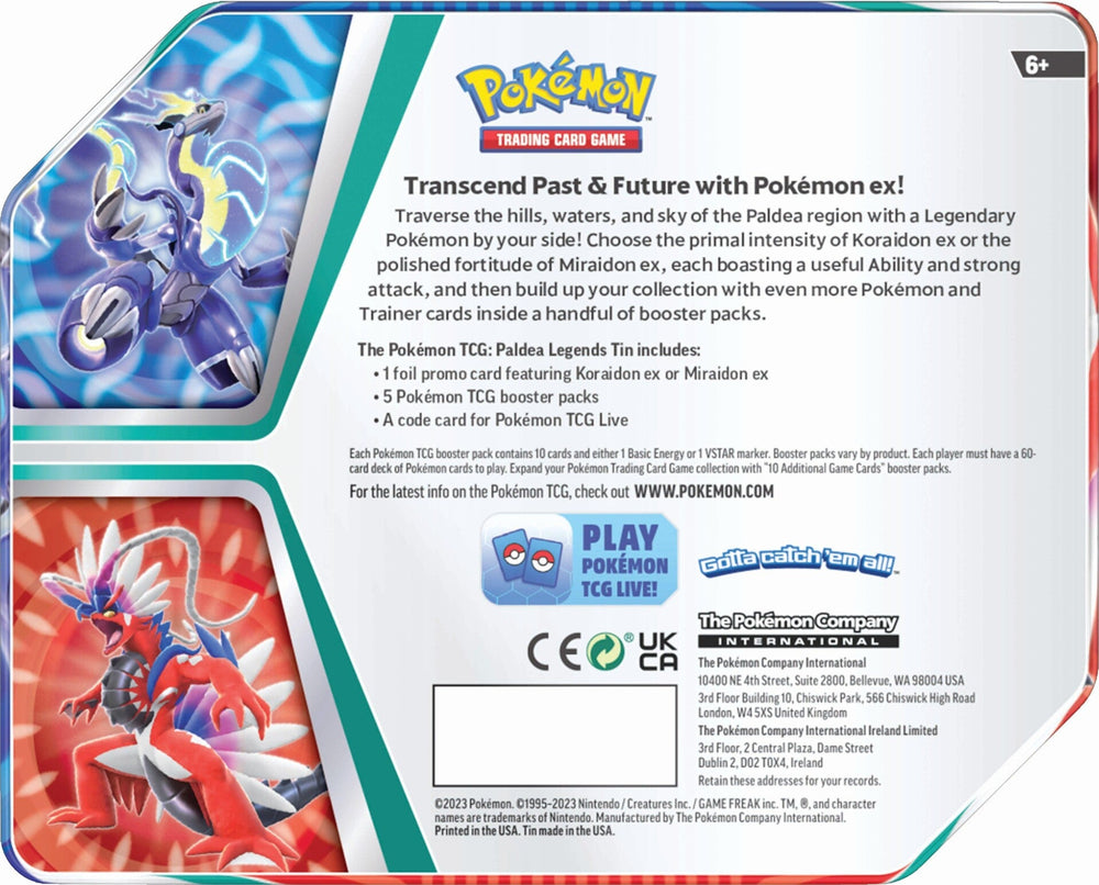 Paldea Legends Tins (Koraidon ex) Pokémon