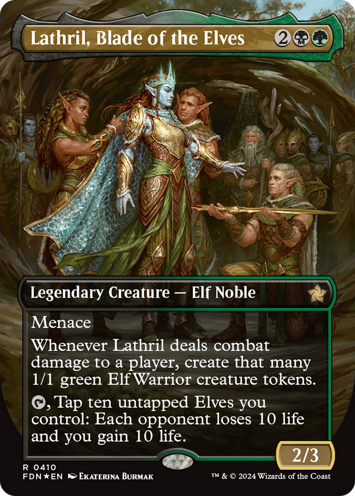 Lathril, Blade of the Elves (Borderless) (Mana Foil) [Foundations] Magic: The Gathering