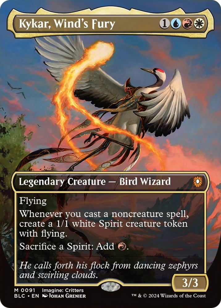 Kykar, Wind's Fury (Borderless) [Bloomburrow Commander] Magic: The Gathering