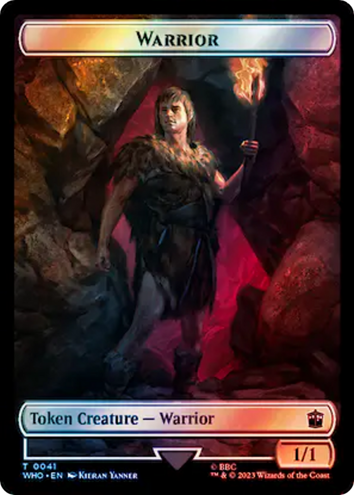 Warrior // Treasure (0060) Double-Sided Token (Surge Foil) [Doctor Who Tokens] Magic: The Gathering