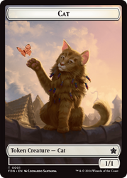 Elf Warrior // Cat (001) Doubled-Sided Token [Foundations Tokens] Magic: The Gathering