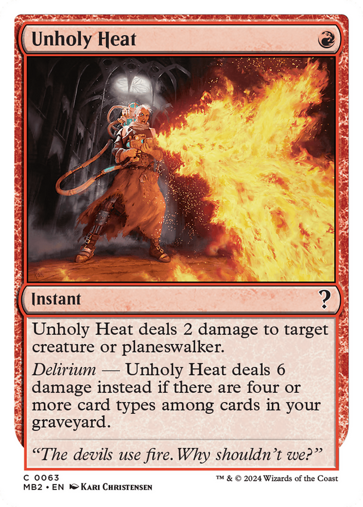 Unholy Heat (White Border) [Mystery Booster 2] Magic: The Gathering