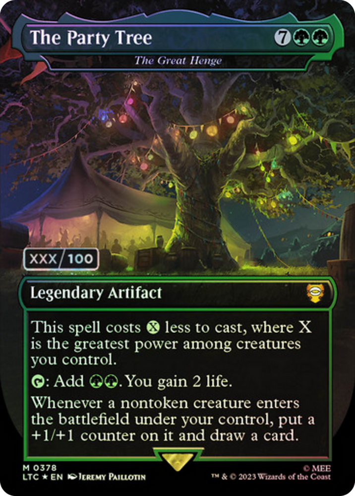 The Party Tree - The Great Henge (Borderless) (Serialized) [The Lord of the Rings: Tales of Middle-Earth Commander] Magic: The Gathering