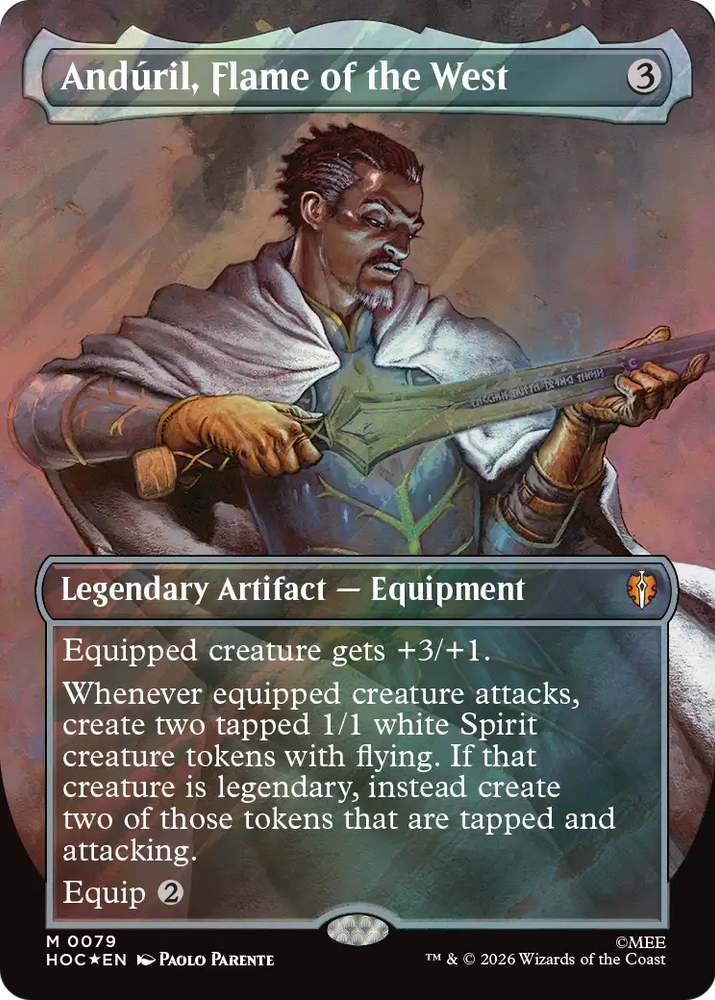 Anduril, Flame of the West (Borderless) (Surge Foil) [The Hobbit: Eternal-Legal] Magic: The Gathering