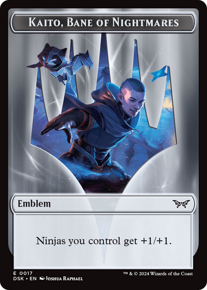 Emblem - Kaito, Bane of Nightmares // Manifest Double-Sided Token [Duskmourn: House of Horror Tokens] Magic: The Gathering