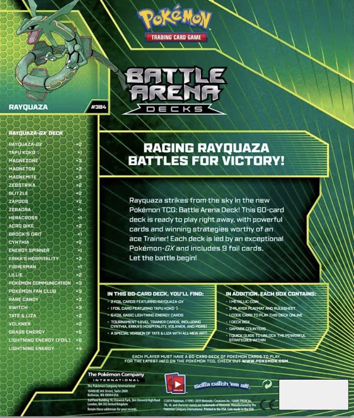 Sun & Moon - Battle Arena Decks (Rayquaza GX) Pokémon