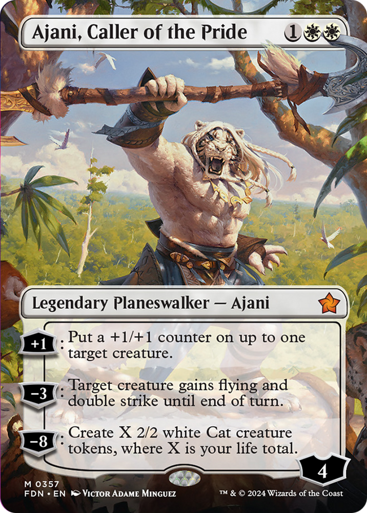 Ajani, Caller of the Pride (Borderless) [Foundations] Magic: The Gathering