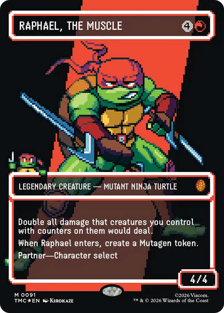 Raphael, the Muscle (0091) (Borderless) (Surge Foil) [Teenage Mutant Ninja Turtles Commander] Magic: The Gathering