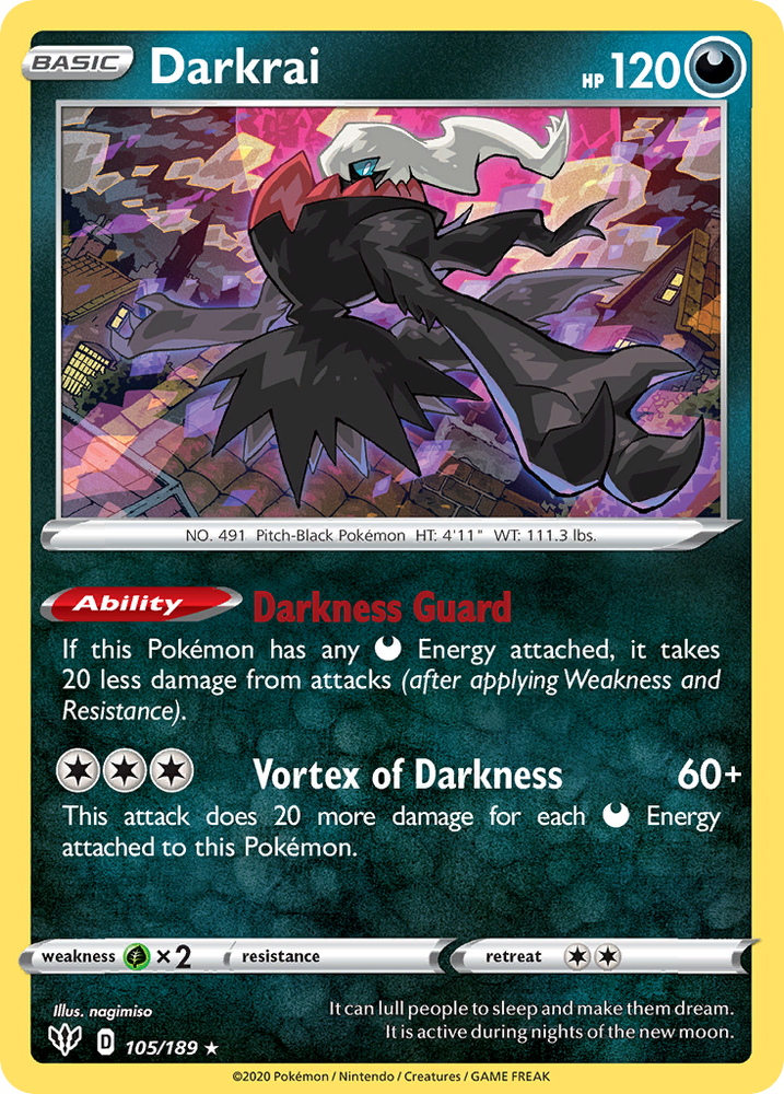 Darkrai (105/189) (Cosmos Holo) [Sword & Shield: Darkness Ablaze] Pokémon