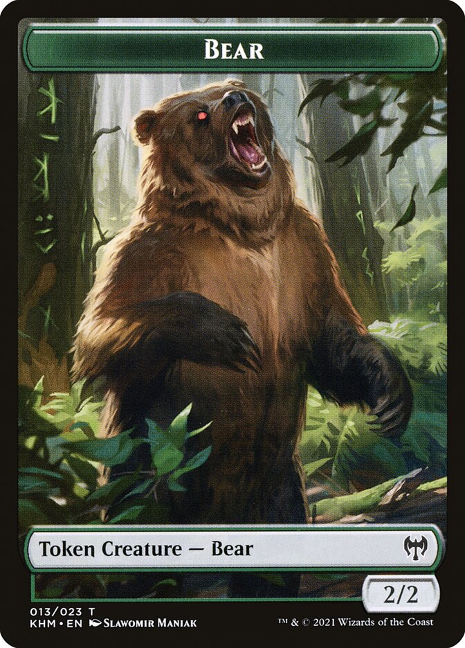 Human Warrior // Bear Double-Sided Token [Kaldheim Tokens] Magic: The Gathering