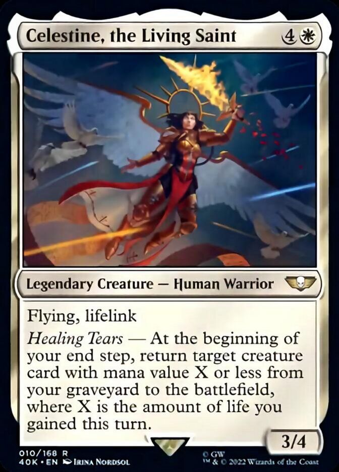 Celestine, the Living Saint (Surge Foil) [Warhammer 40,000] Magic: The Gathering
