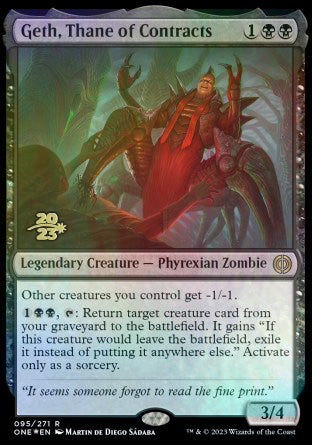 Geth, Thane of Contracts [Phyrexia: All Will Be One Prerelease Promos] Magic: The Gathering