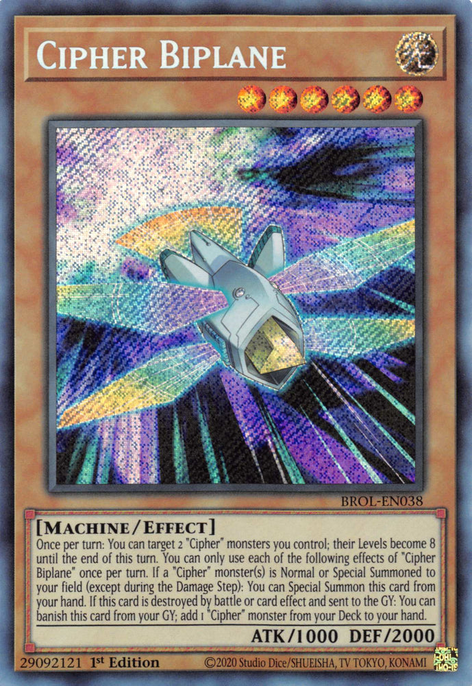 Cipher Biplane [BROL-EN038] Secret Rare Yu-Gi-Oh!