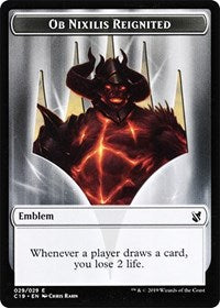 Ob Nixilis, Reignited Emblem // Zombie (010) Double-Sided Token [Commander 2019 Tokens] Magic: The Gathering
