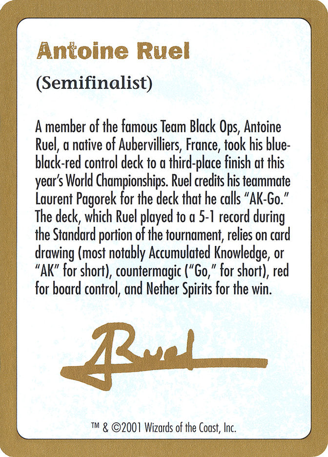 Antoine Ruel Bio [World Championship Decks 2001] Magic: The Gathering