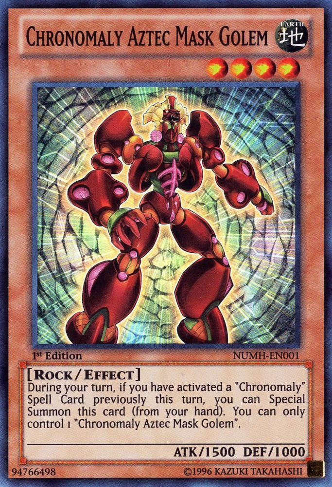 Chronomaly Aztec Mask Golem [NUMH-EN001] Super Rare Yu-Gi-Oh!