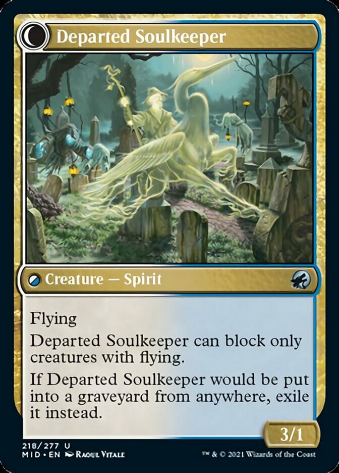Devoted Grafkeeper // Departed Soulkeeper [Innistrad: Midnight Hunt] Magic: The Gathering