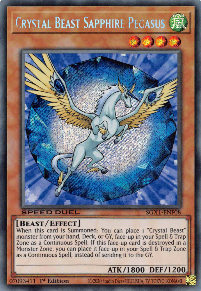 Crystal Beast Sapphire Pegasus [SGX1-ENF08] Secret Rare Yu-Gi-Oh!