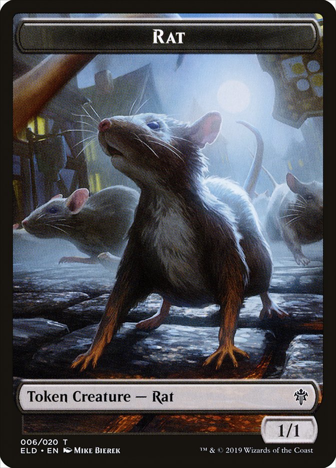 Rat Token [Throne of Eldraine Tokens] Magic: The Gathering