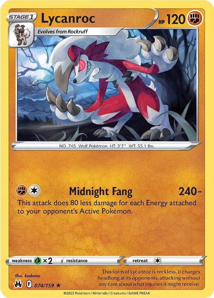 Lycanroc (074/159) [Sword & Shield: Crown Zenith] Pokémon